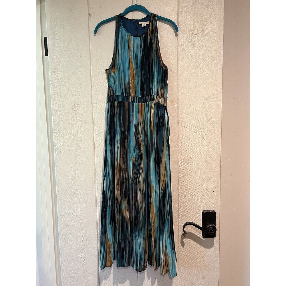 Paper Crown Anthropologie Rivier Midi Dress Sleeveless Abstract 6 Blue